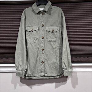 H&M Army Green Denim button down shirt Youth SZ: 14